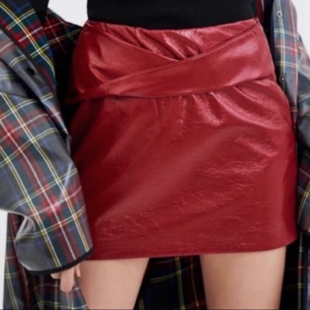 Zara faux leather mini skirt in wine red